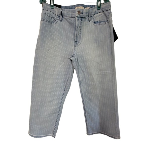 7 for All Man Kind Wide Leg Jeans Pinstripe Pin stripe Cropped 12 JEN7 - Picture 4 of 5